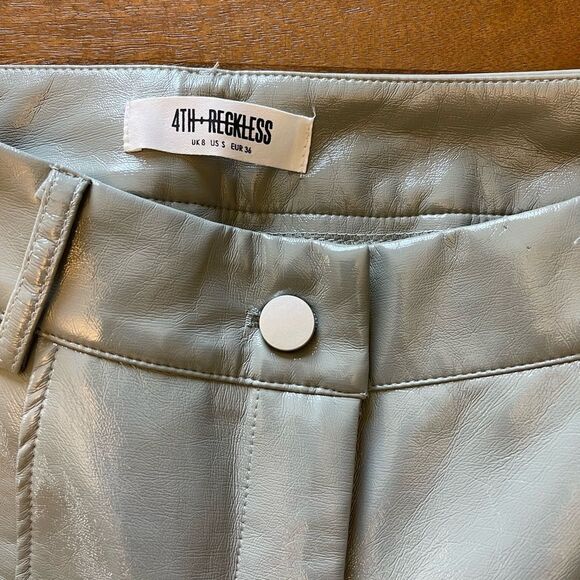 4th + Reckless Cool Gray High Waisted Pleather Pants | SZ S - Picture 8 of 14